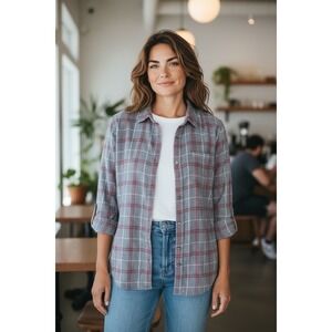 Faherty Brushed Flannel Shirt In Juliet Plaid Organic Cotton Fall, Size XL